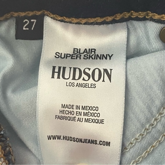Hudson Jeans Blair High Rise Super Skinny Dark Wash Blue Sz 27 - Picture 7 of 11